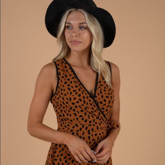 Francesca's Collections Everly Mini Women Small Brown Black Dress - Picture 6 of 6